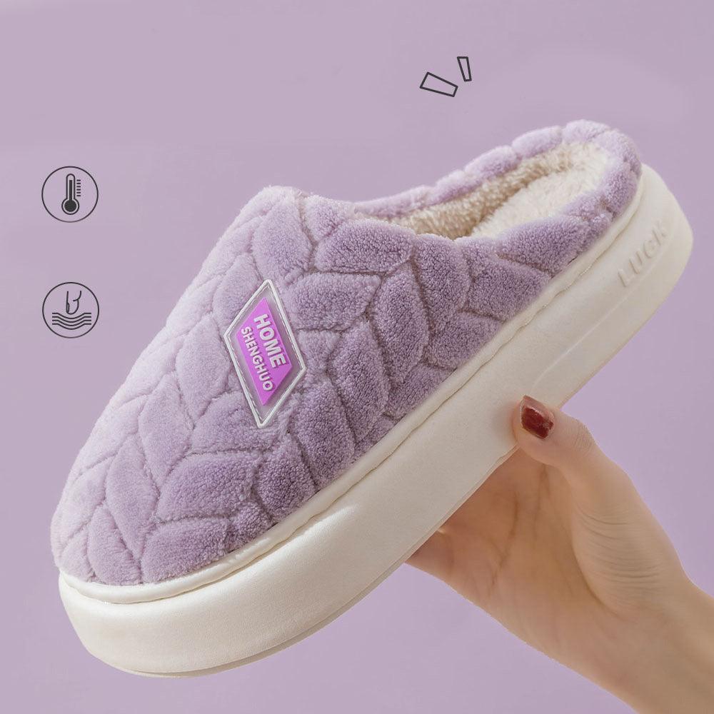 Nuevas zapatillas de felpa de suela gruesa antideslizantes para parejas, zapatillas de invierno cálidas para el hogar, zapatos de forro polar para interiores para mujeres y hombres