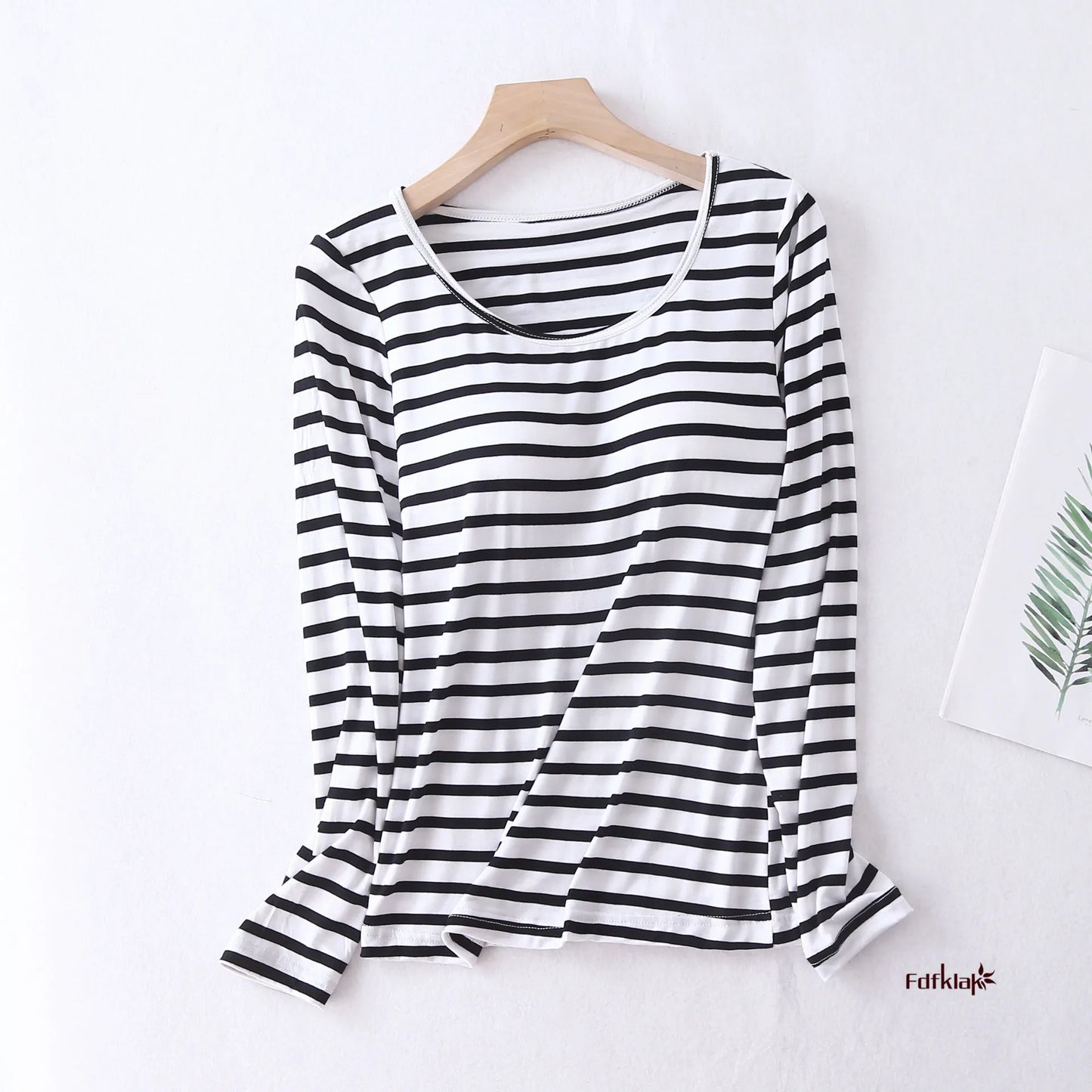 Casual Loose Pajamas for Women Long Sleeve Spring Autumn Pijamas Womens Sleepwear Bra pad Stripe Modal Ladies Set Pyjama Femme