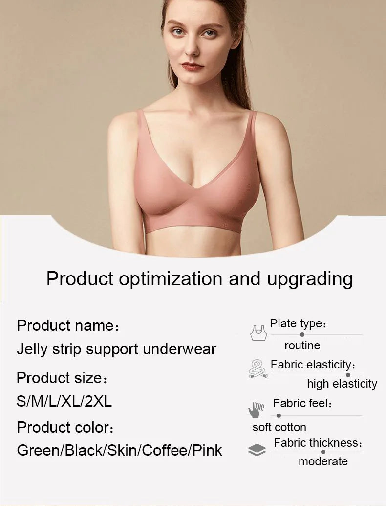 Seamless Women Underwear Sexy V-neck No Steel Ring Small Chest Gathered Adjustable Support Small Comfortable Thin Top Bra
