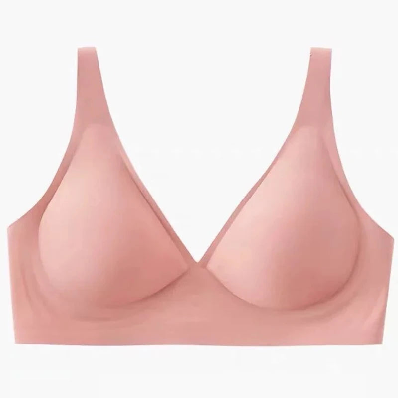 Seamless Women Underwear Sexy V-neck No Steel Ring Small Chest Gathered Adjustable Support Small Comfortable Thin Top Bra