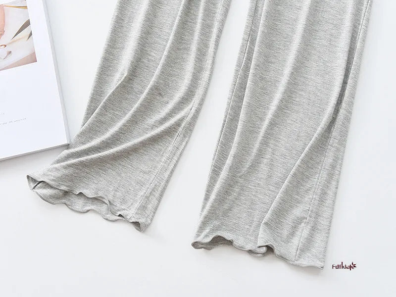 Casual Loose Pajamas for Women Long Sleeve Spring Autumn Pijamas Womens Sleepwear Bra pad Stripe Modal Ladies Set Pyjama Femme