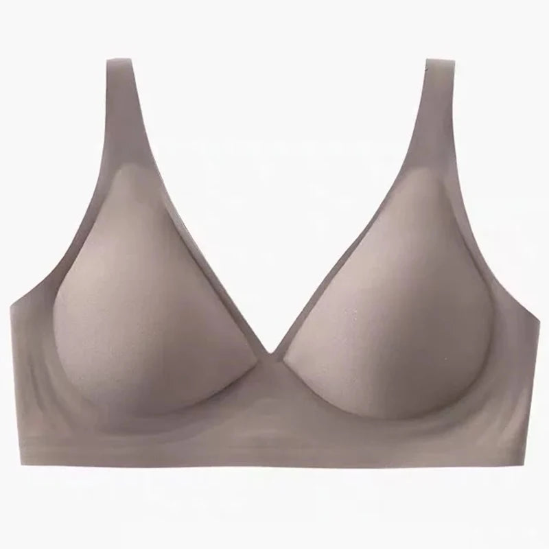 Seamless Women Underwear Sexy V-neck No Steel Ring Small Chest Gathered Adjustable Support Small Comfortable Thin Top Bra