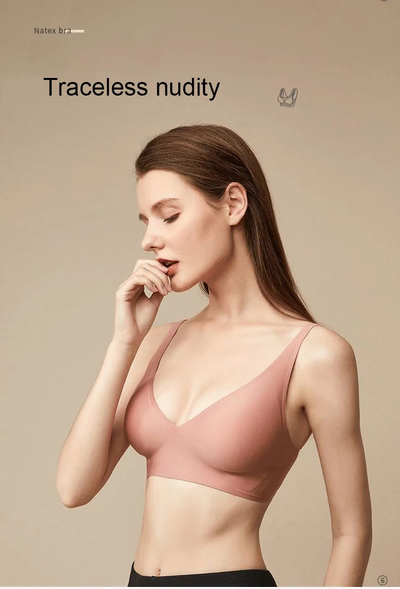Seamless Women Underwear Sexy V-neck No Steel Ring Small Chest Gathered Adjustable Support Small Comfortable Thin Top Bra