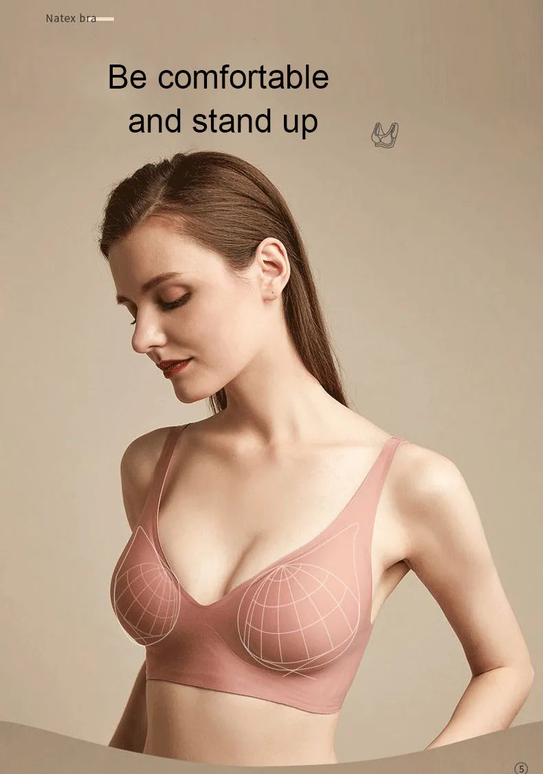 Seamless Women Underwear Sexy V-neck No Steel Ring Small Chest Gathered Adjustable Support Small Comfortable Thin Top Bra