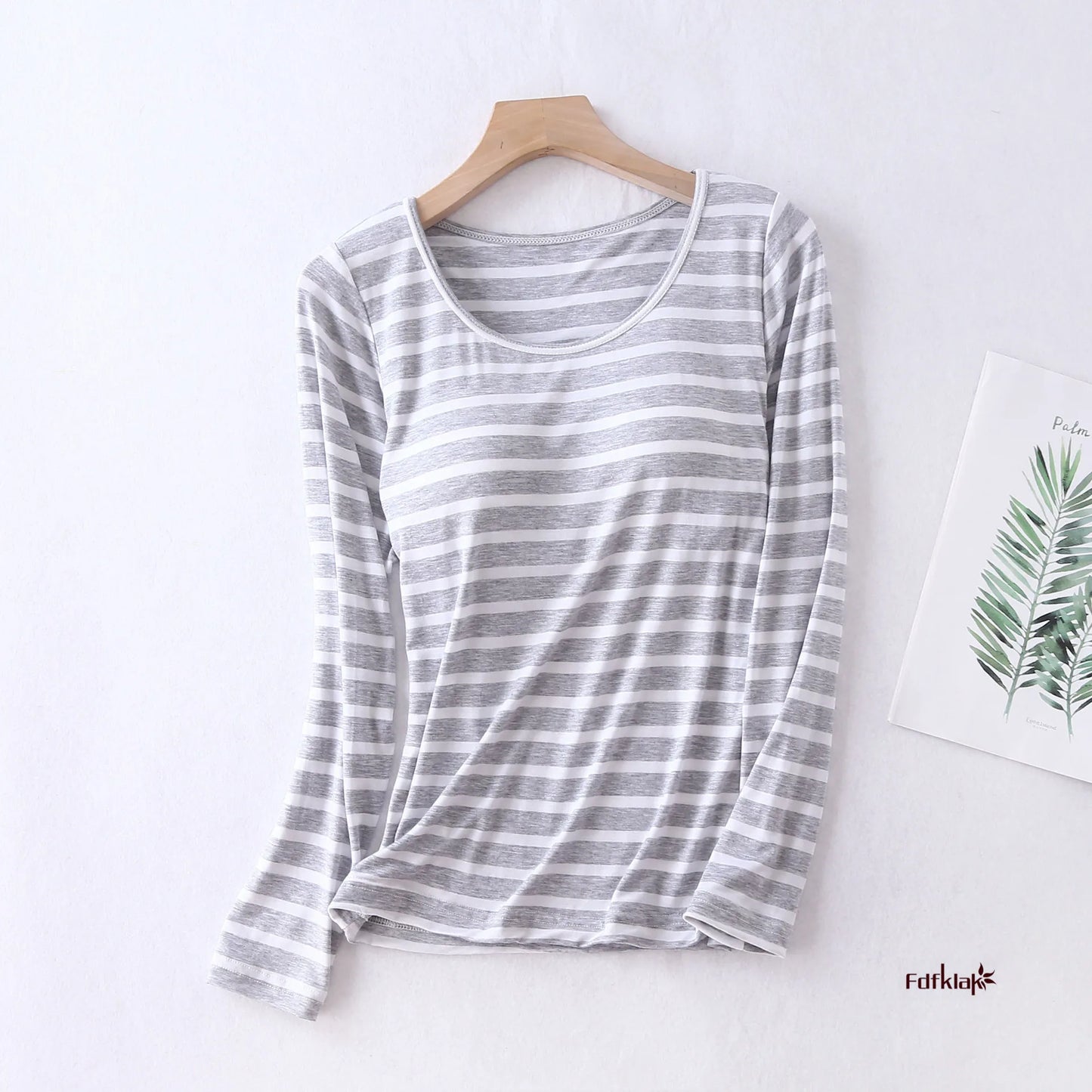 Casual Loose Pajamas for Women Long Sleeve Spring Autumn Pijamas Womens Sleepwear Bra pad Stripe Modal Ladies Set Pyjama Femme