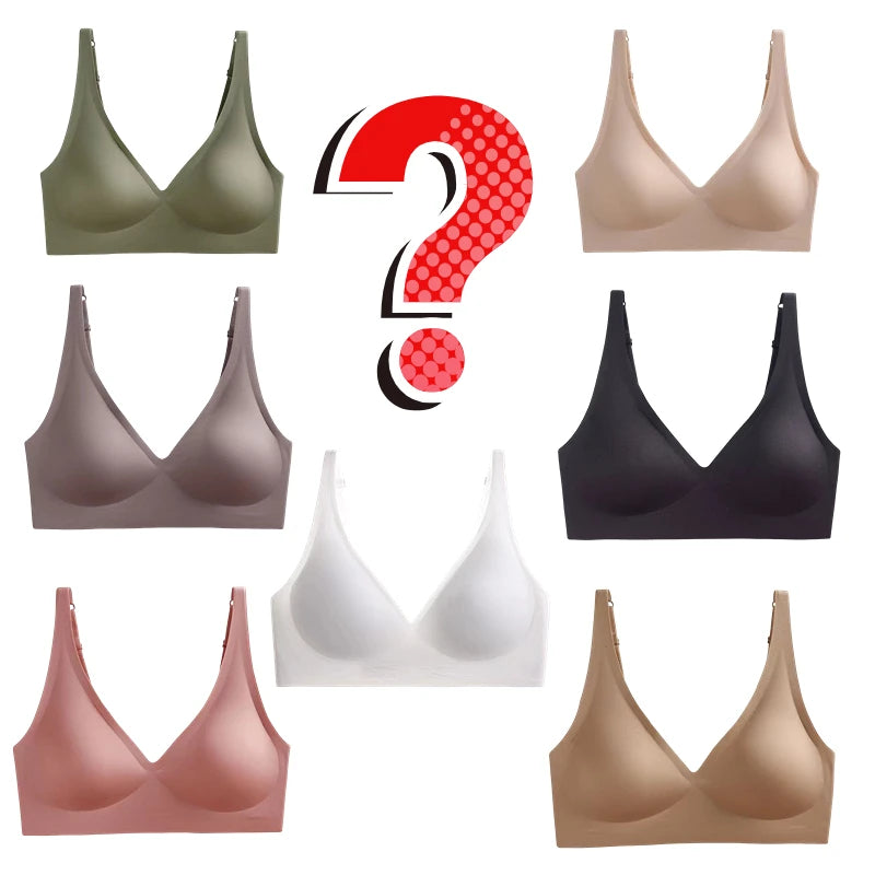 Seamless Women Underwear Sexy V-neck No Steel Ring Small Chest Gathered Adjustable Support Small Comfortable Thin Top Bra