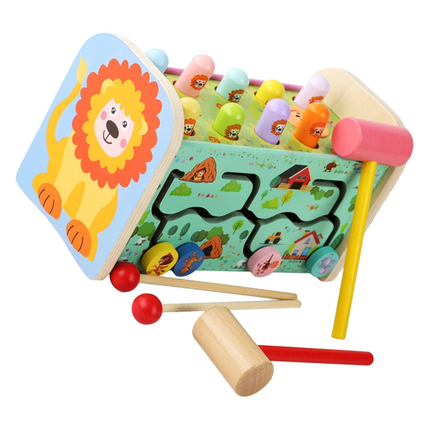 Wooden Hammering Toy Color Recognition Improve Coordination Maze Game Educational Kids Pounding Toy