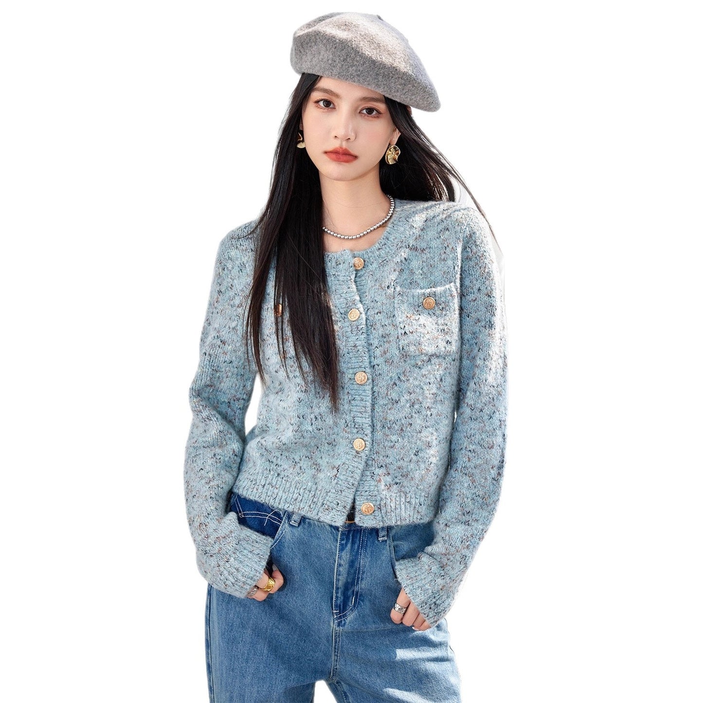Chic Knit Cardigan Coat for Women, Soft and Cozy Cashmere-Style Sweater, Loose-Fit Elegant Top