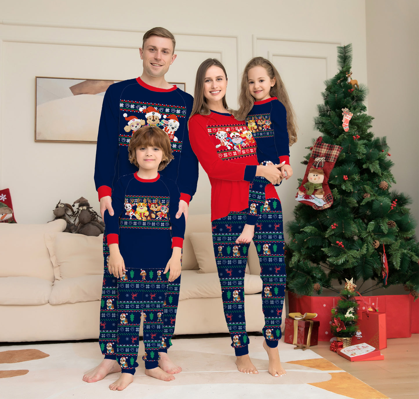 Cute Dog Print Christmas Family Matching Pajama Set