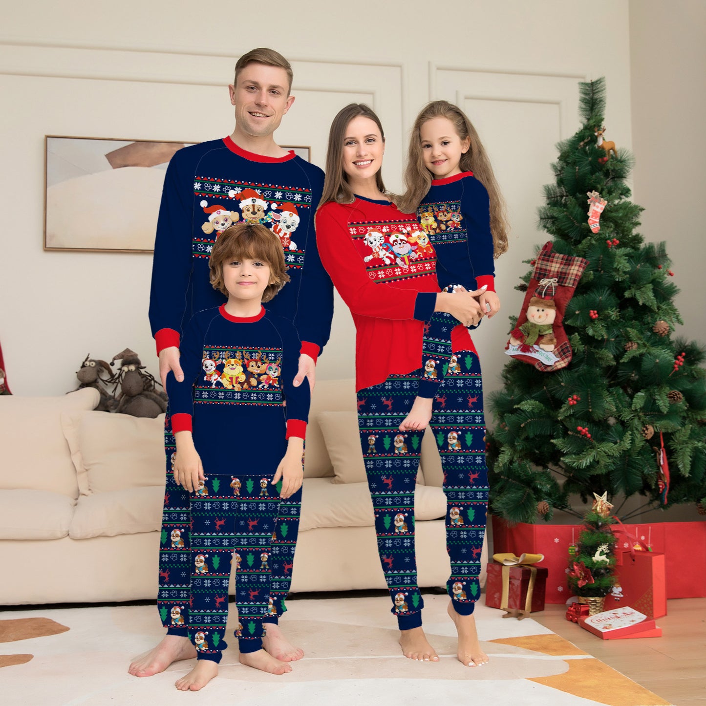 Cute Dog Print Christmas Family Matching Pajama Set