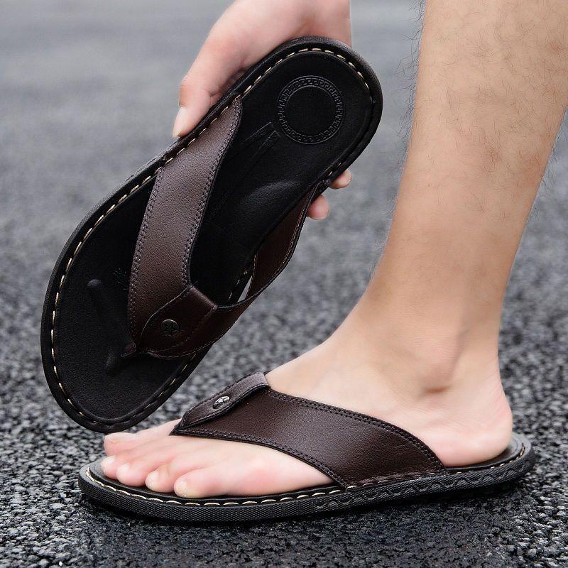 Men's Sandals Couple Leather Net Red Casual Slippers